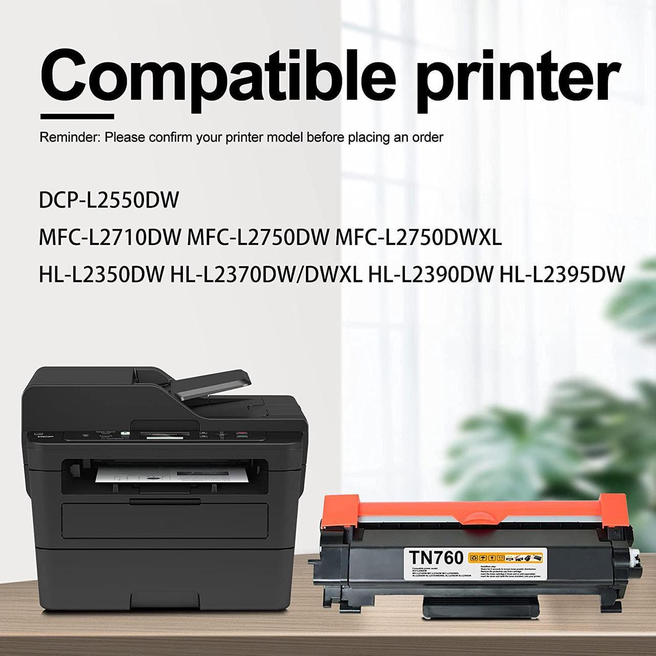 Alt view image 2 of 7 - TN760 High Yield Toner Cartridge TN-760 Replacement for Brother TN-760 TN760 HL-L2350DW HL-L2395DW HL-L2390DW HL-L2370DW MFC-L2750DW MFC-L2710DW DCP-L2550DW Printer Toner (1 Pack)
