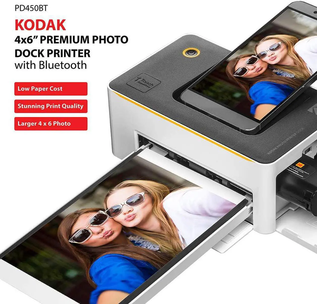 Alt view image 6 of 7 - KODAK Dock Premium 4x6 Portable Instant Photo Printer (2022 Edition) Bundled with 50 Sheets | Full Color Photos, 4Pass & Lamination Process | Compatible with iOS, Android, and Bluetooth Devices