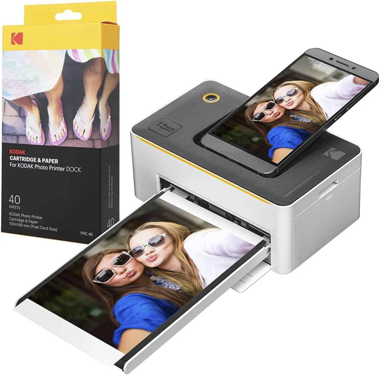 Main image of KODAK Dock Premium 4x6 Portable Instant Photo Printer (2022 Edition) Bundled with 50 Sheets | Full Color Photos, 4Pass & Lamination Process | Compatible with iOS, Android, and Bluetooth Devices