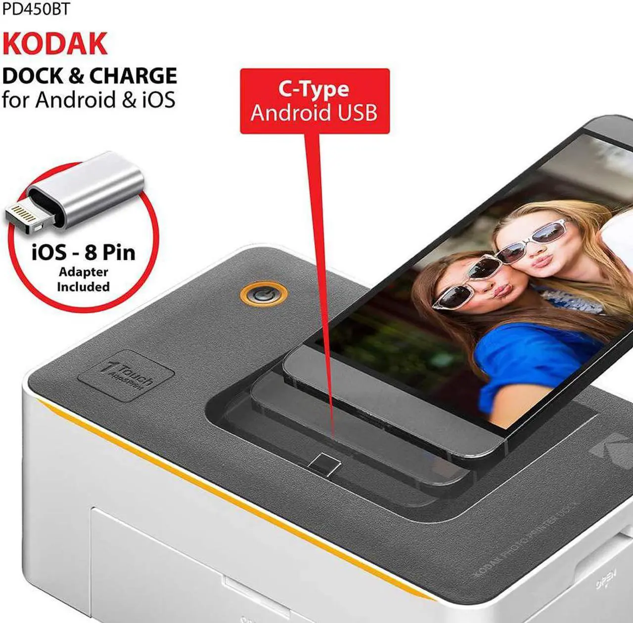 Alt view image 7 of 7 - KODAK Dock Premium 4x6 Portable Instant Photo Printer (2022 Edition) Bundled with 50 Sheets | Full Color Photos, 4Pass & Lamination Process | Compatible with iOS, Android, and Bluetooth Devices