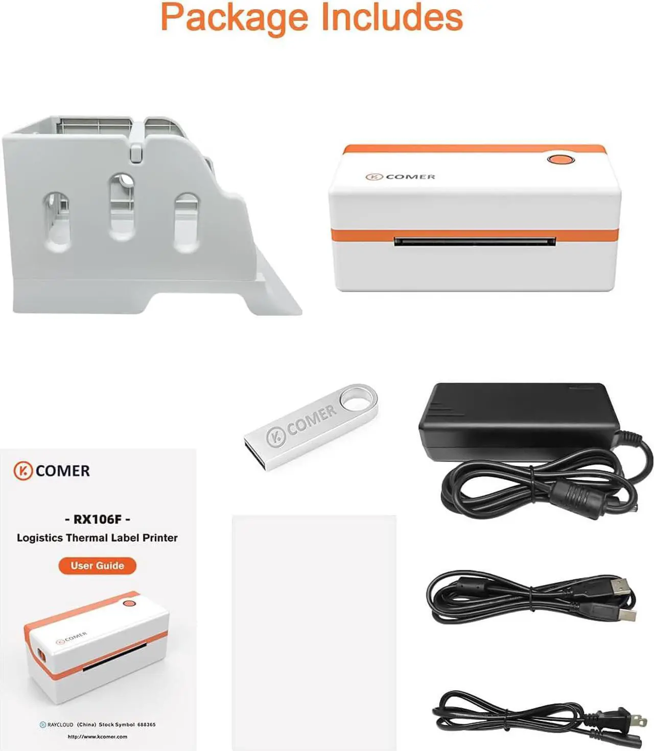 Alt view image 7 of 7 - K COMER Thermal Label Printer 4x6 Shipping Label Printer for Small Business & Shipping Package 203dpi 150mm/s for , Ebay, Shopify, Etsy, UPS, USPS, FedEx, DHL