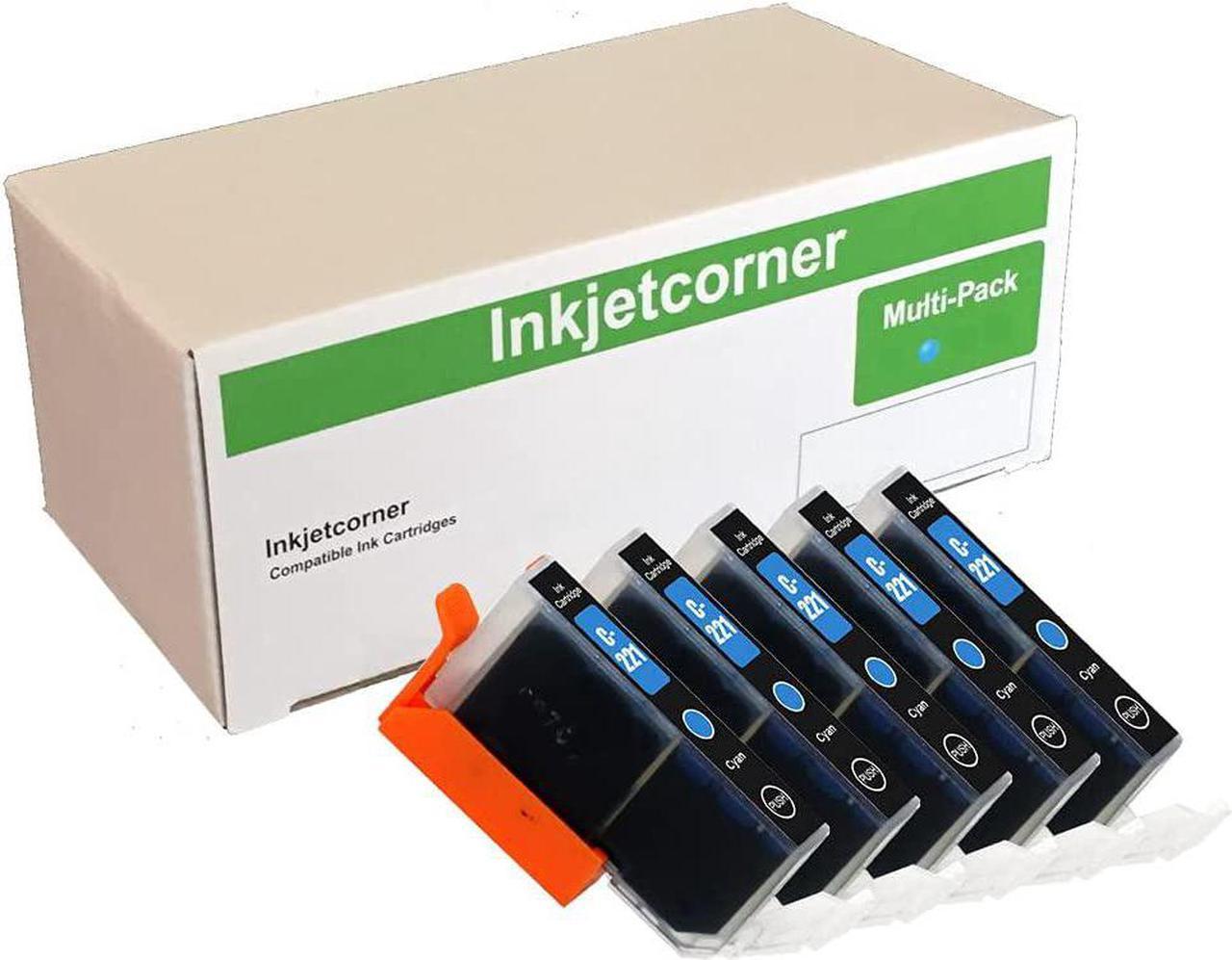 Inkjetcorner Compatible Ink Cartridge Replacement for CLI-221C CLI-221 for use with iP3600 iP4600 iP4700 MP560 MP620 MP640 MX860 MX870 (Cyan, 5-Pack)