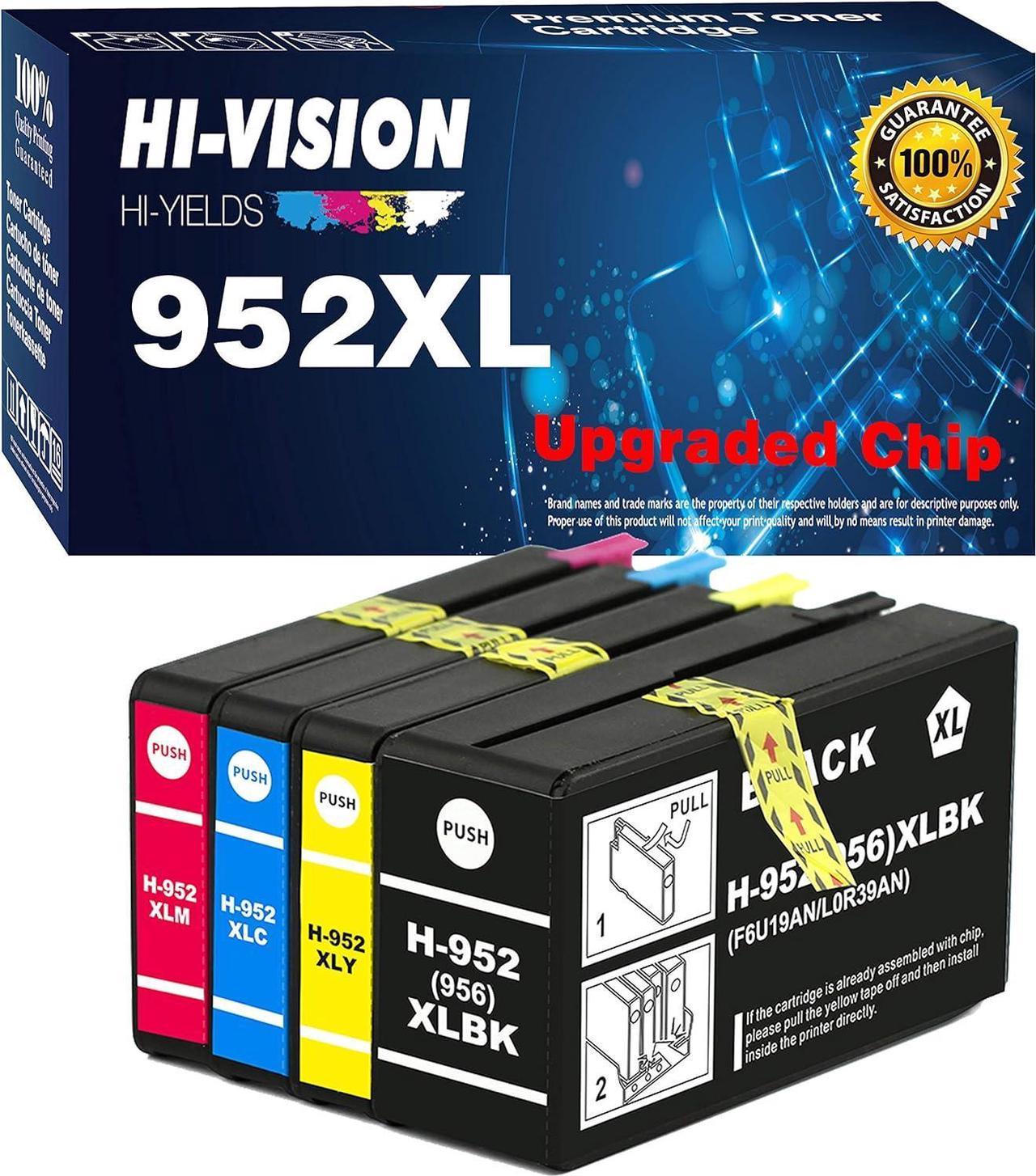 HI-Vision Compatible Ink Cartridge Replacement for 952XL 952 XL Work with OfficeJet 8702 Pro 8216 7720 7740 8210 8730 8710 8727 8715 8728 8720 8725 8732M 8725 Printer (4-Pack, B/C/M/Y)