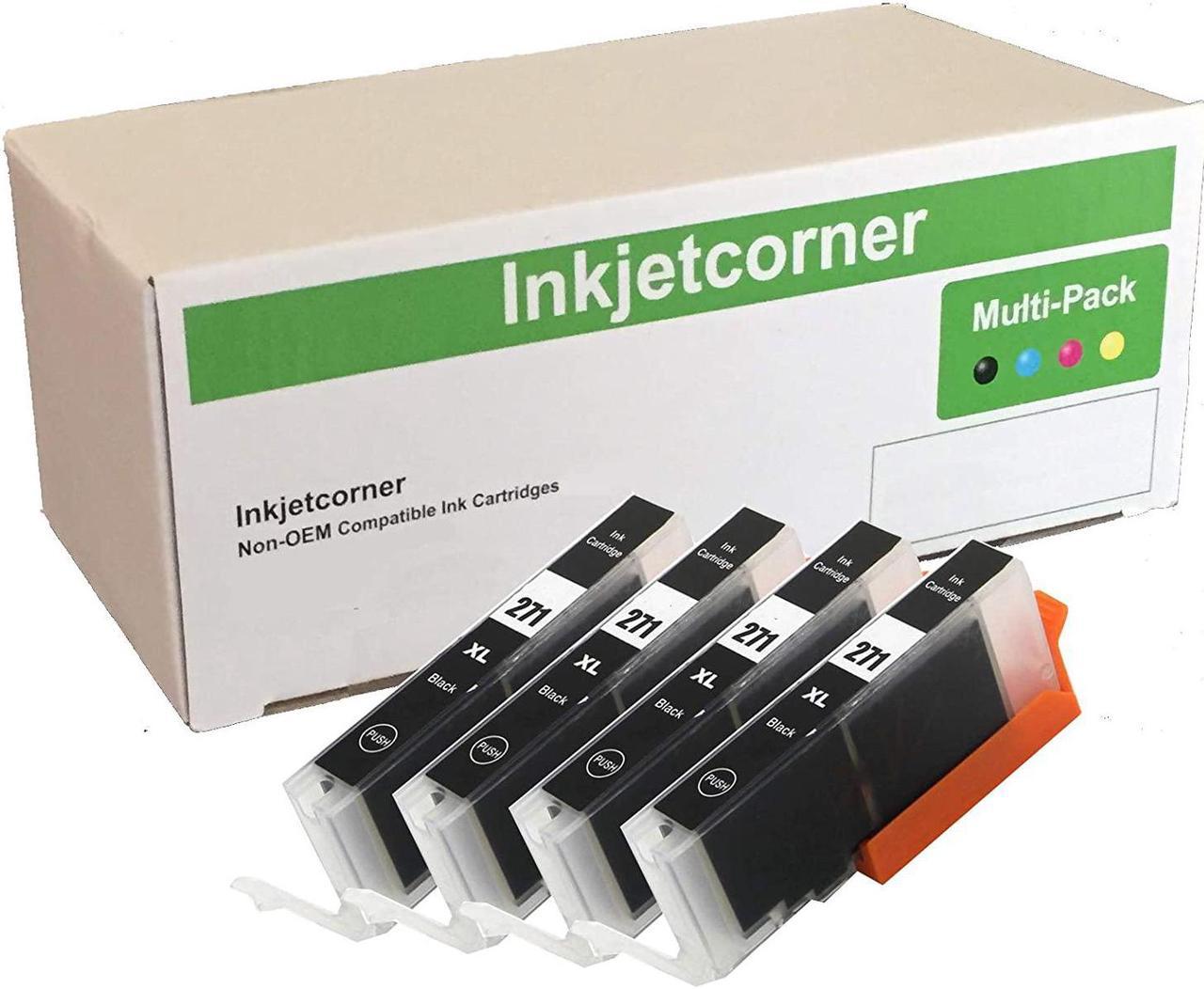 Inkjetcorner Compatible Ink Cartridge Replacement for CLI-271 CLI-271XL BK for use with MG5700 MG6800 MG5721 MG5722 MG6820 MG6821 MG6822 MG7720 TS5020 TS6020 TS8020 (Small Black, 4-Pack)