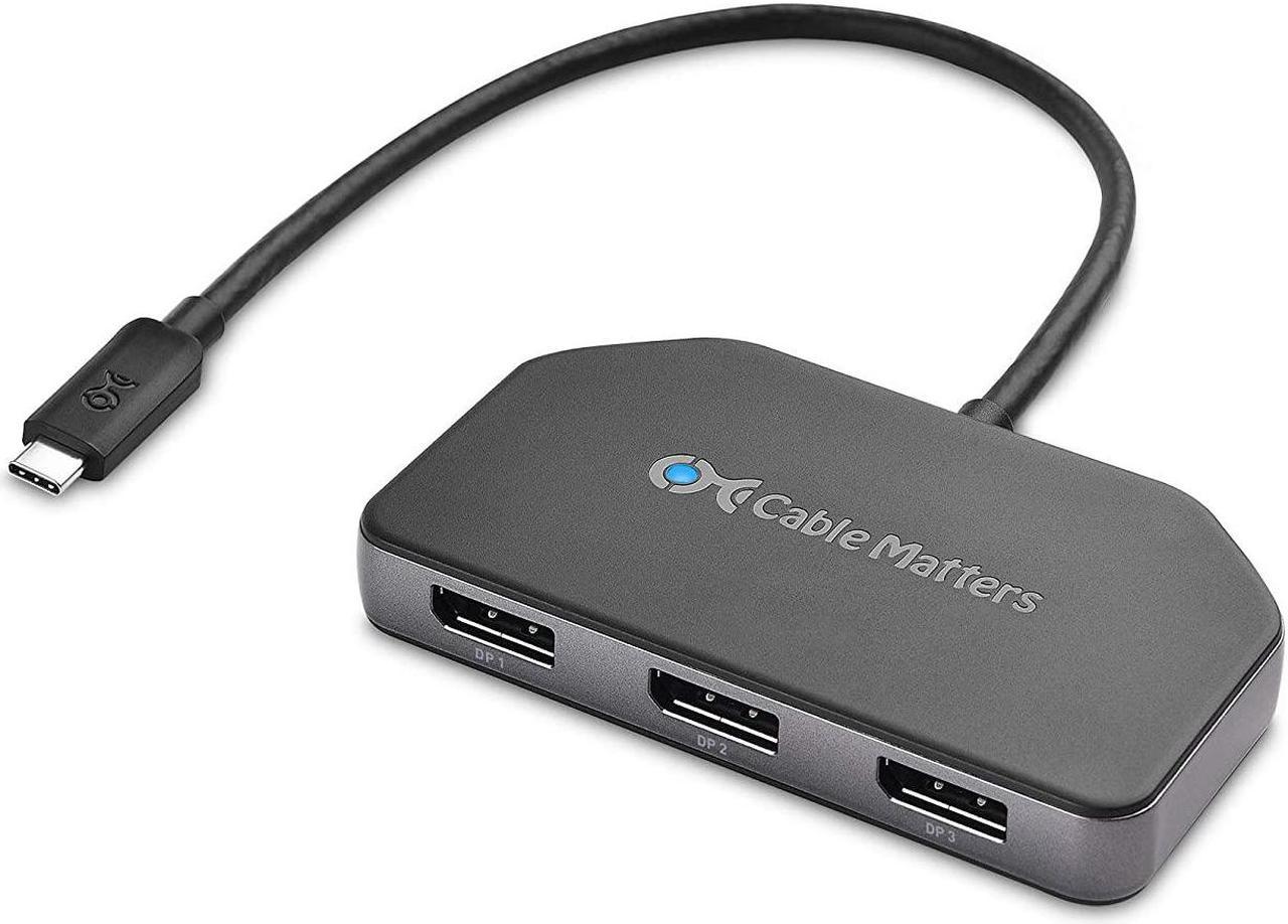 Cable Matters Triple Monitor USB C Hub with 3X DisplayPort and 100W Charging for Windows - DisplayPort 1.4 and DSC 1.2 Enabled for 8K and 4K 120Hz HDR - Compatible with Windows Only