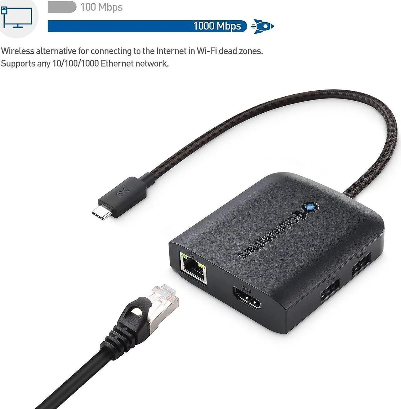 Alt view image 6 of 7 - Cable Matters 8K USB C Hub HDMI 2.1 (USB-C HDMI Dock 4K@120Hz, USB C HDMI 2.1 Hub) with USB 3.0, Gigabit Ethernet, 100W Charging, Thunderbolt 4 Compatible with MacBook Pro, XPS, Max 4K@60Hz on MacOS