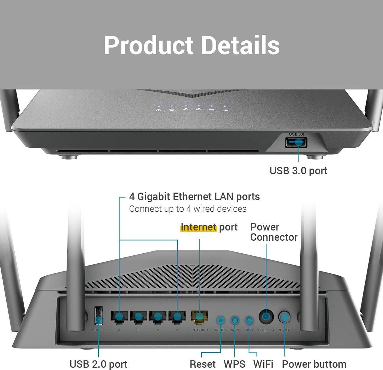 Alt view image 6 of 7 - D-Link WiFi Router AC2600, Smart, Mesh (DIR-2640)