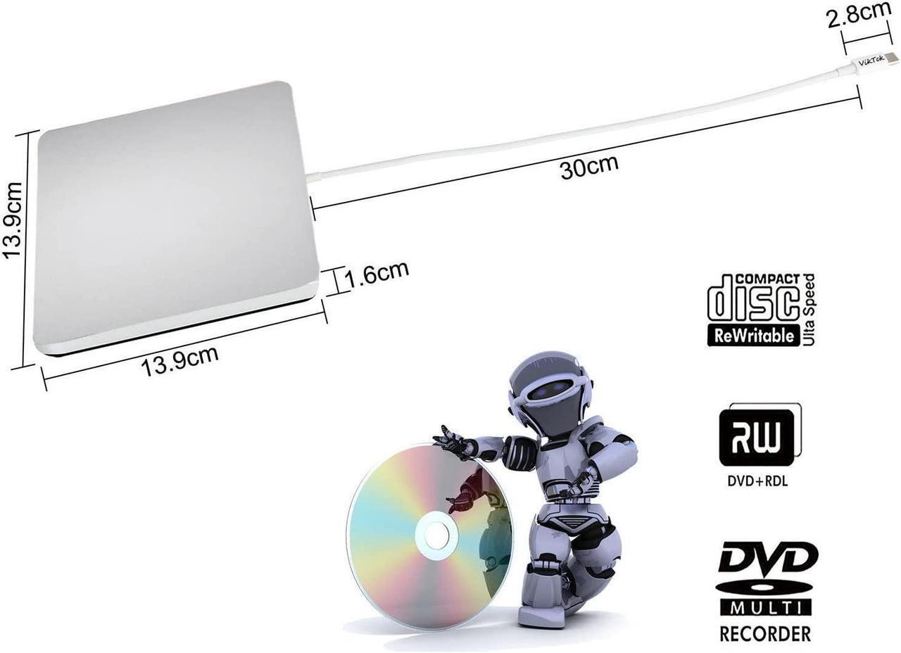 Alt view image 5 of 5 - USB-C Superdrive External DVD/CD Reader and DVD/CD Burner for Apple-MacBook Air/Pro/iMac/Mini/MacBook Pro/ASUS/ASUS/DELL Latitude with USB-C Port Plug and Play(Silver)