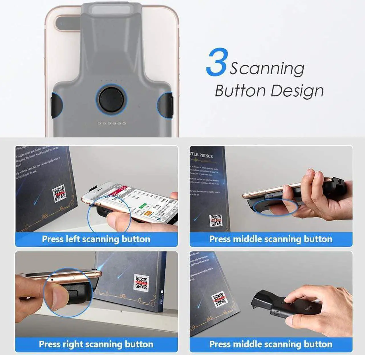 Alt view image 4 of 7 - Upgraded Eyoyo QR Code Scanner Bluetooth Android Barcode Scanner, Portable Back Clip Wireless 1D 2D UPC   Inventory Barcode Reader PDF417 Data Matrix Code Compatible with iPhone, Android Phone
