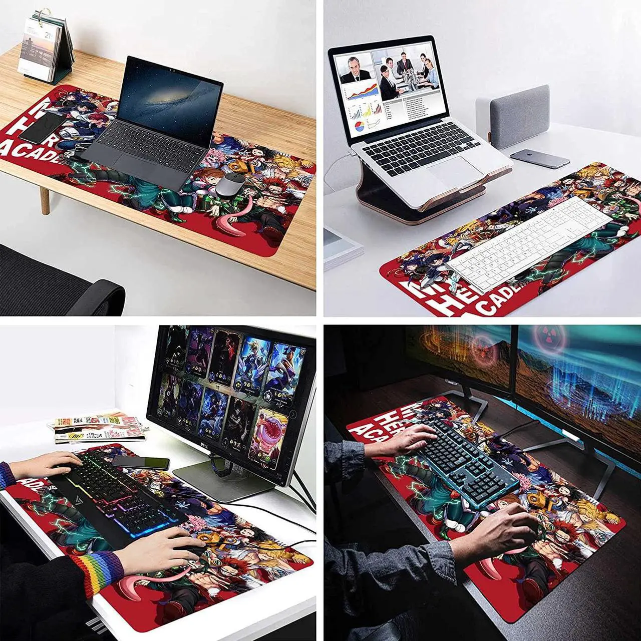 Alt view image 6 of 7 - Anime Mouse Pad My Hero Academia Characters,Extra Large Gaming Mousepad Laptop Desk Pad Mat,Non-Slip Rubber Base,Stitched Edges,Smooth Fabric,Computer Keyboard & Mice Combo Pads 35.4x15.7 inch