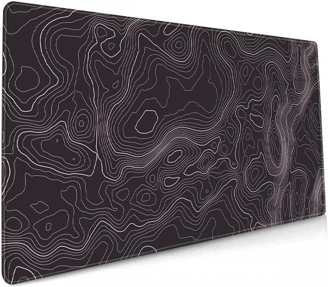 Large Gaming Mouse Pad Topographic Map Lines Contour Geographic Computer Keyboard Mouse Mat Desk Pad Non-Slip Desk Mat for Home Office Gaming Work, 35.4x15.7 in