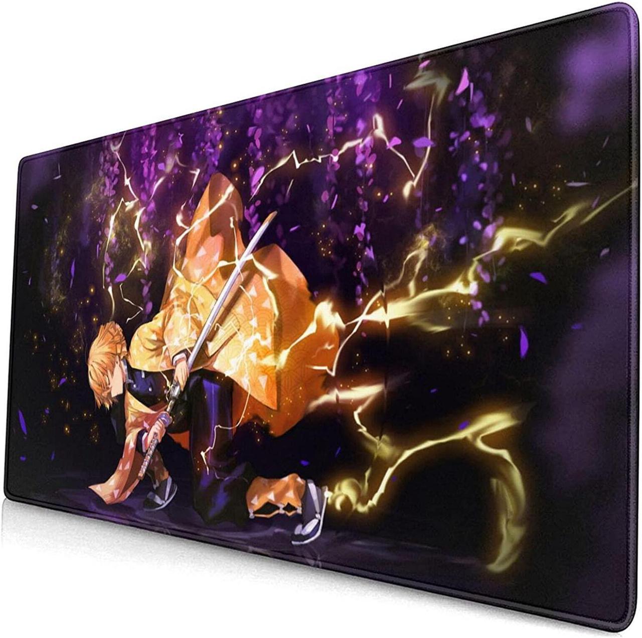 Large Mouse Pad, Extended Gaming Mousepad Non-Slip Base Keyboard Pad,Desk Mat 24" x 14" in, Anime Mouse Pad (Japanese Anime Demon Slayer Agatsuma Zenitsu)