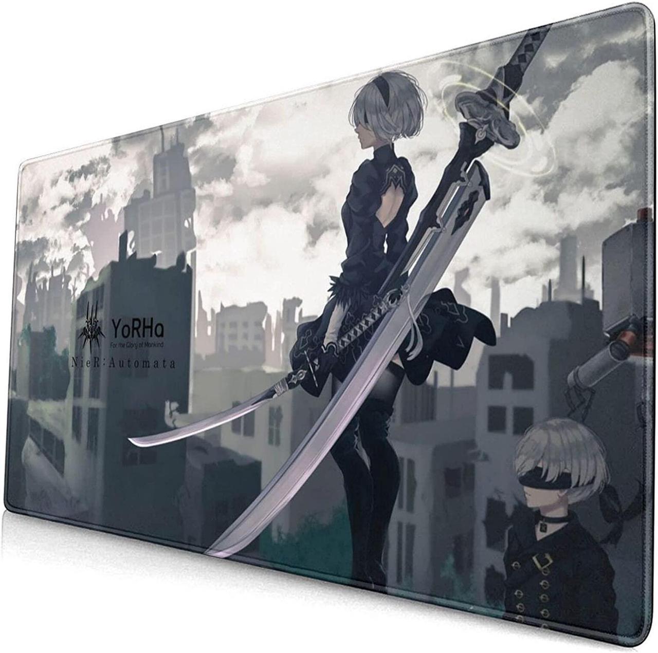 Large Mouse Pad, Extended Gaming Mousepad Non-Slip Base Keyboard Pad,Desk Mat 24" x 14" in, Anime Mouse Pad (Japanese Anime NieR Automata)