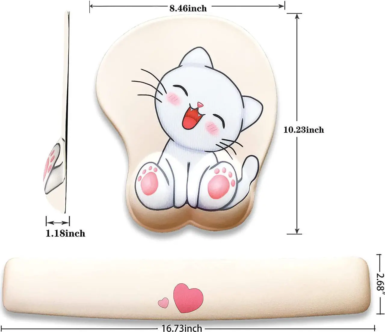Alt view image 7 of 7 - Keyboard wrist rest and mouse pad and mouse wrist rest support set , anime kawaii cute pink mouse pad and keyboard pad set ,Silica gel easy typing pain relief ,suitable for computers, laptops(apricot)