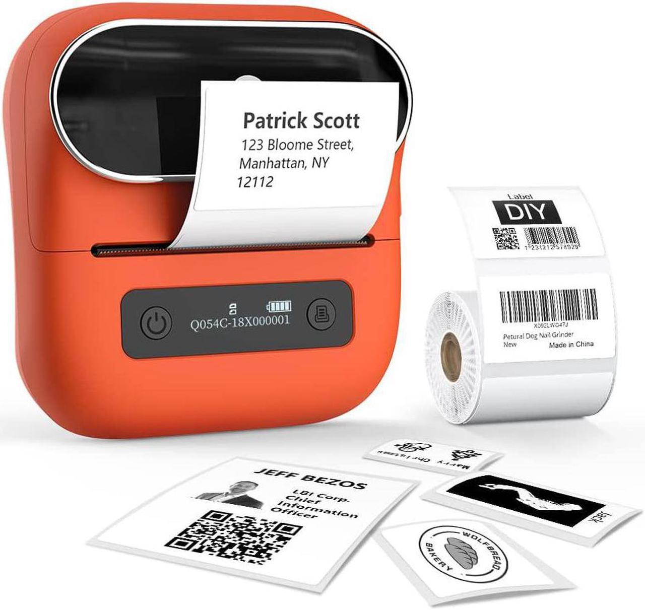 M220 Label Printer, Portable Barcode Printer, 3.14 Inch Bluetooth Thermal Label Maker for Barcodes, Name, Address, Clothing Labeling, for Office Home,Compatible with Phones and Some PC Orange