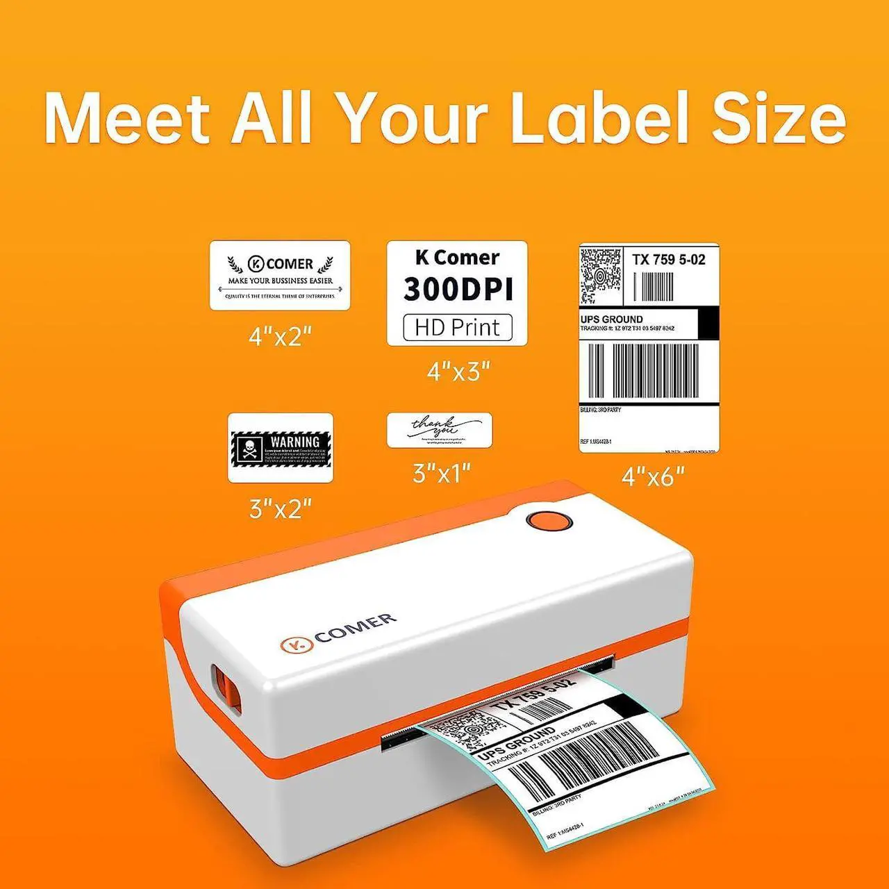 Alt view image 3 of 7 - K COMER Thermal Label Printer 4x6 Shipping Label Printer for Small Business & Shipping Package 203dpi 150mm/s for , Ebay, Shopify, Etsy, UPS, USPS, FedEx, DHL