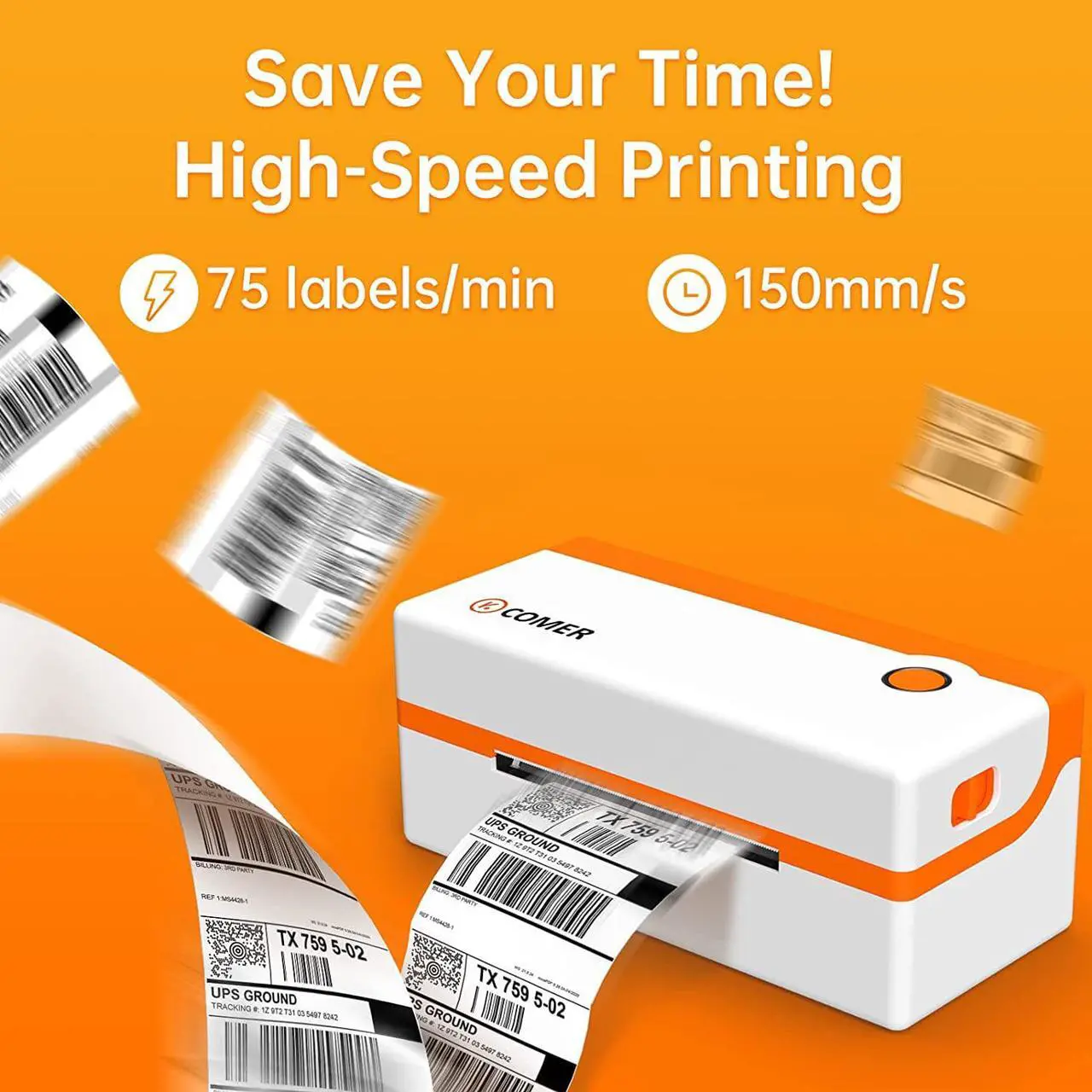 Alt view image 2 of 7 - K COMER Thermal Label Printer 4x6 Shipping Label Printer for Small Business & Shipping Package 203dpi 150mm/s for , Ebay, Shopify, Etsy, UPS, USPS, FedEx, DHL