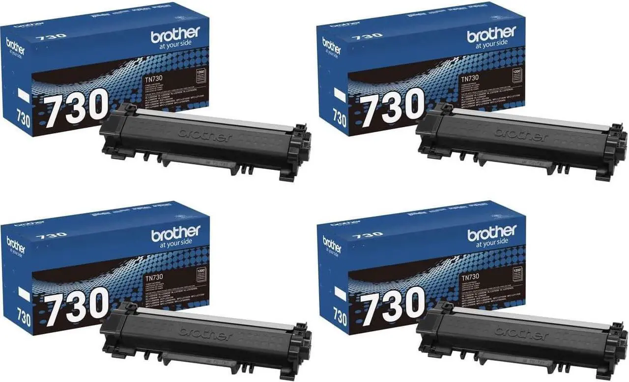 Alt view image 2 of 7 - Brother Genuine Black Toner Cartridge 4-Pack, TN730, Replacement Black Toner, Page Yield Up to 1,200 Pages Each