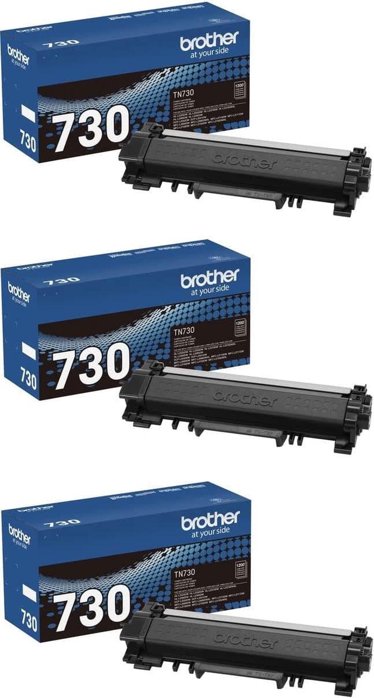 Brother Genuine TN730 3-Pack Standard Yield Black Toner Cartridge with Approximately 1,200 Page Yield/Cartridge