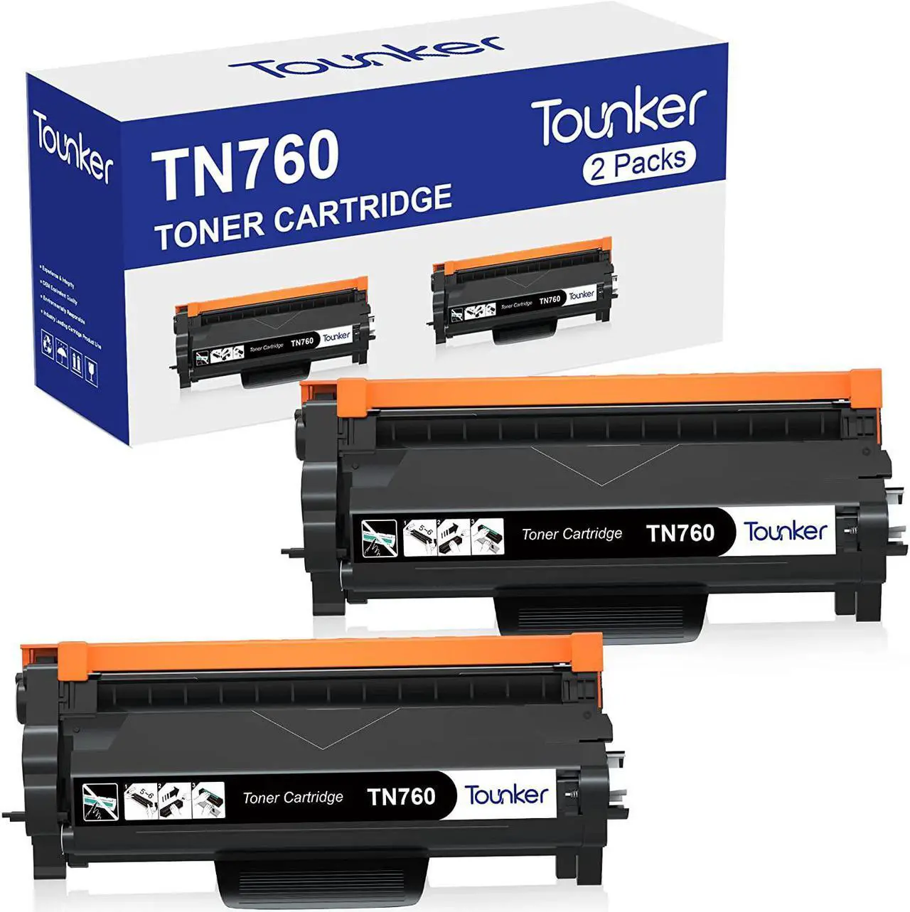 Main image of Tounker Compatible TN760 Toner Cartridge Replacement for Brother TN760 TN 760 TN-760 TN730 TN 730 Toner to Use with Brother HL-L2350DW HL-L2395DW HL-L2370DW MFC-L2750DW MFC-L2710DW(Black,2 Pack)