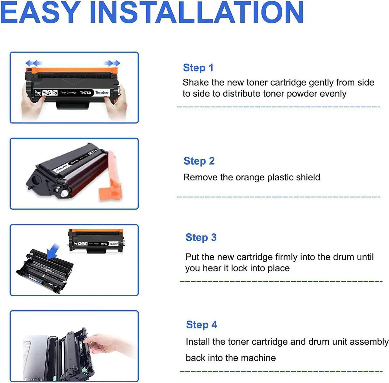 Alt view image 6 of 7 - Tounker Compatible TN760 Toner Cartridge Replacement for Brother TN760 TN 760 TN-760 TN730 TN 730 Toner to Use with Brother HL-L2350DW HL-L2395DW HL-L2370DW MFC-L2750DW MFC-L2710DW(Black,2 Pack)