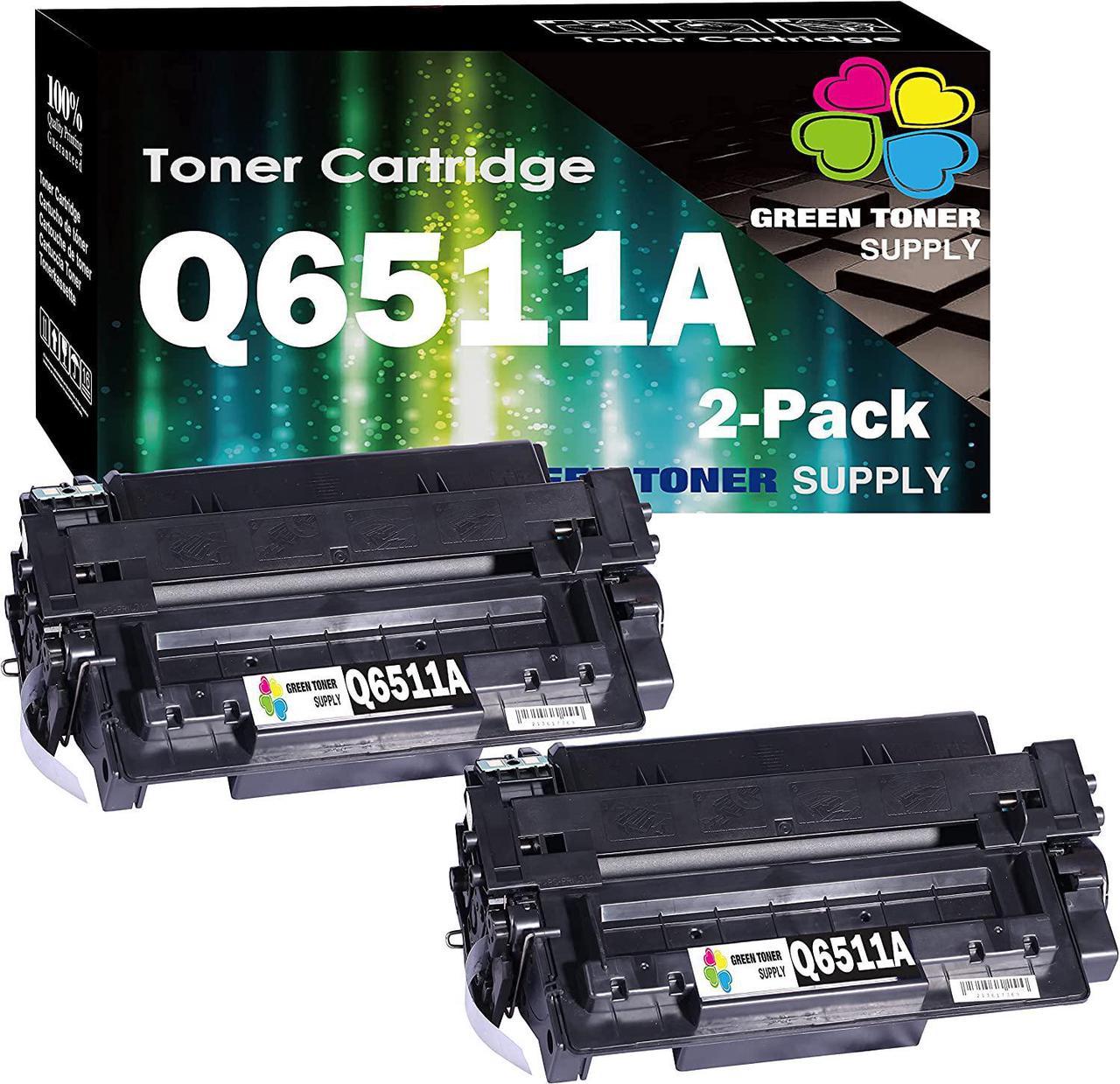 (2 Pack 11A) Green Toner Supply Compatible Q6511A hp11A Toner Cartridge 2 Pack 6,000Pages per Cartridge for 2420 2420d 2420dn 2420n 2430 2430dtn 2430n 2430tn Printer