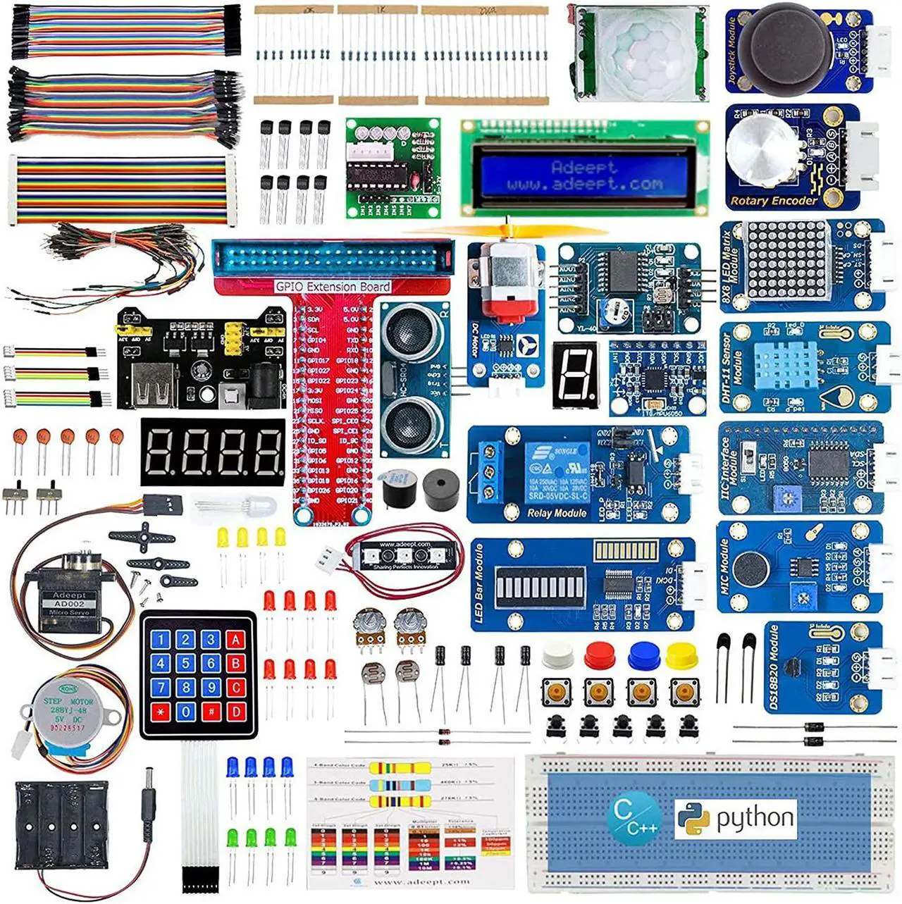 Main image of Upgrade Ultimate Starter Kit for Raspberry Pi 4 3, Raspberry Pi Kit, Python C Code, 40 Projects, DIY Electronic Components Kit with 480 Pages PDF Manual