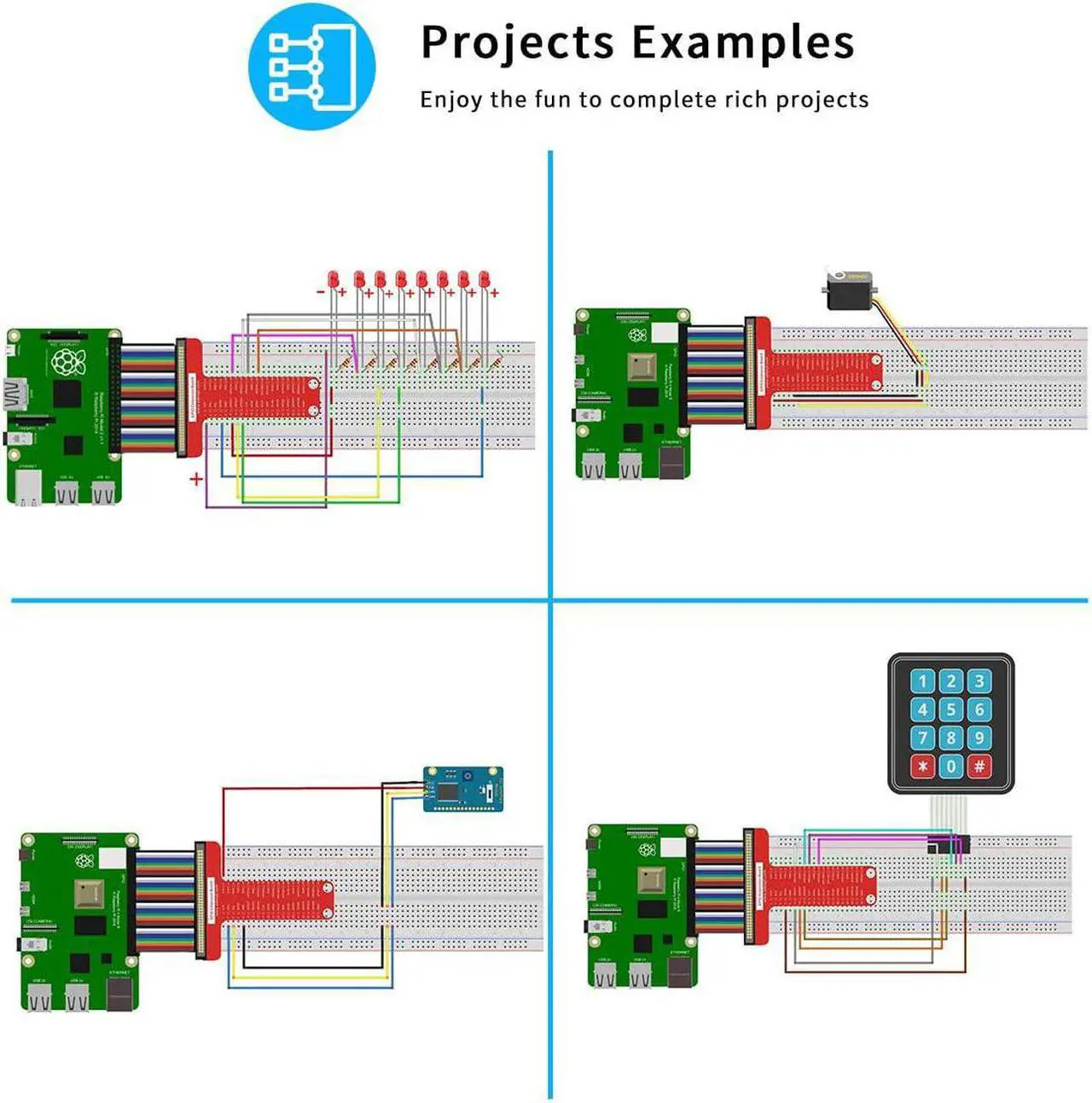 Alt view image 4 of 7 - Upgrade Ultimate Starter Kit for Raspberry Pi 4 3, Raspberry Pi Kit, Python C Code, 40 Projects, DIY Electronic Components Kit with 480 Pages PDF Manual