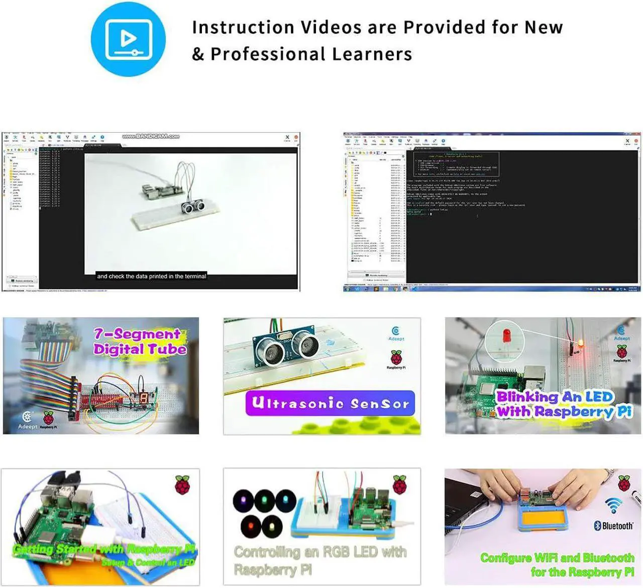 Alt view image 6 of 7 - Upgrade Ultimate Starter Kit for Raspberry Pi 4 3, Raspberry Pi Kit, Python C Code, 40 Projects, DIY Electronic Components Kit with 480 Pages PDF Manual