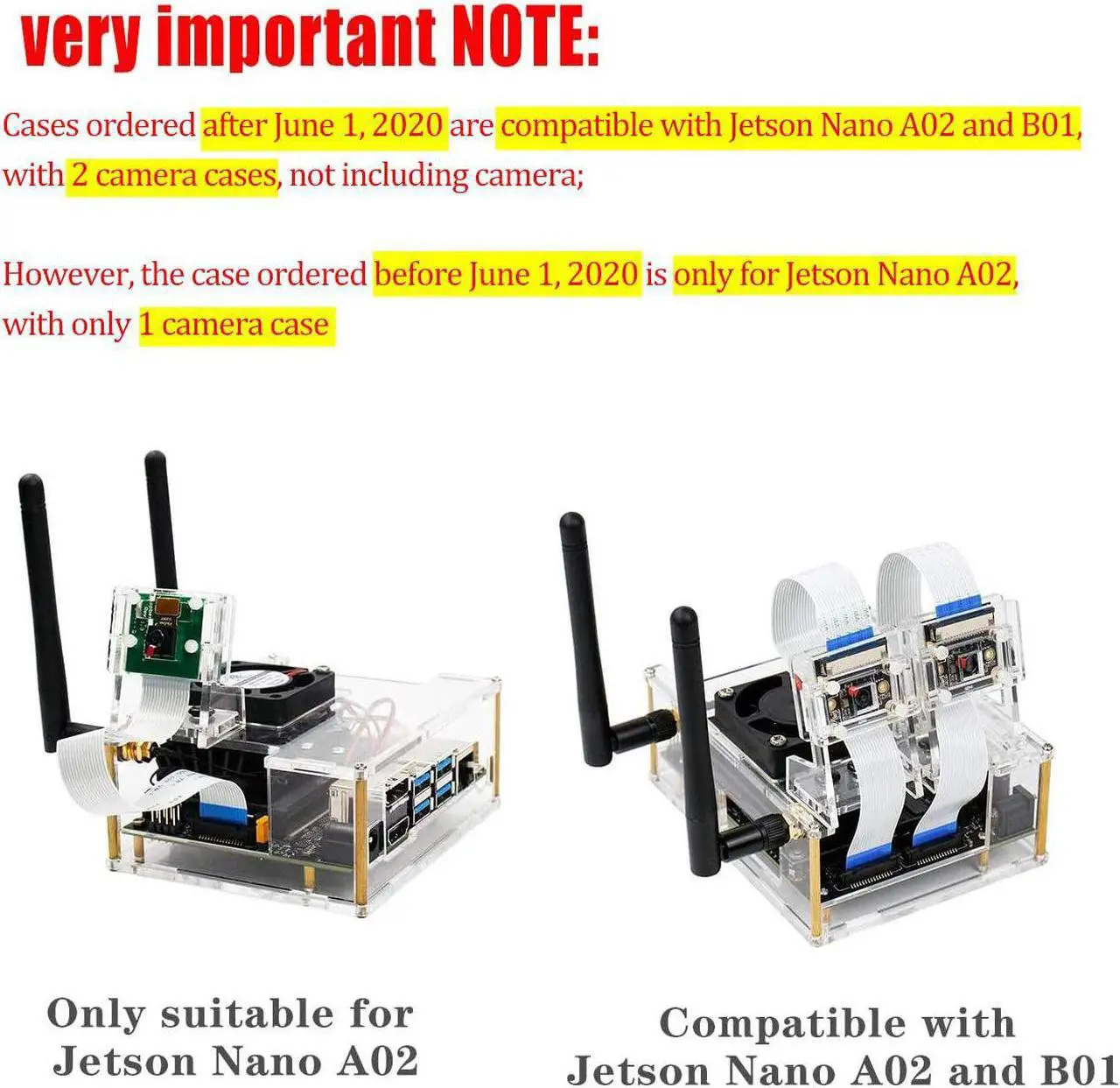 Alt view image 3 of 7 - Yahboom Acrylic Case for NVIDIA Jetson Nano Compatible with 4GB (B01 & A02) & 2GB with Cooling Fan and Camera Case