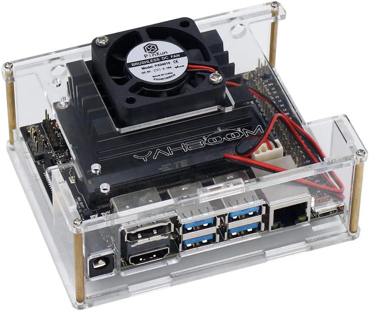 Alt view image 4 of 7 - Yahboom Acrylic Case for NVIDIA Jetson Nano Compatible with 4GB (B01 & A02) & 2GB with Cooling Fan and Camera Case
