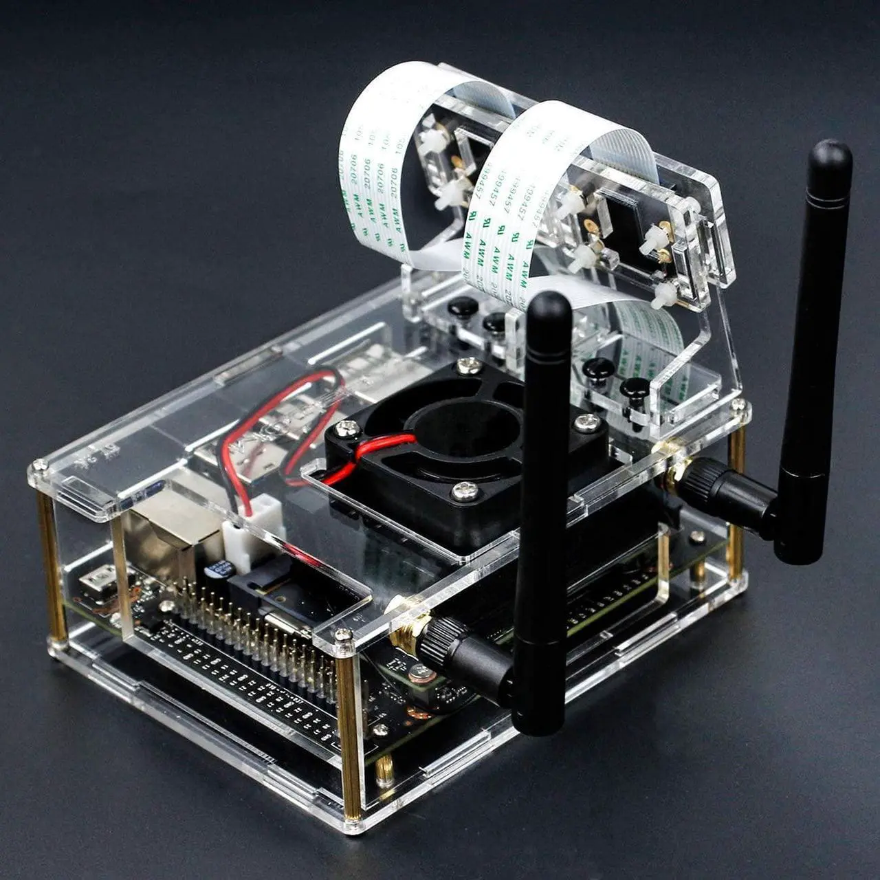 Alt view image 5 of 7 - Yahboom Acrylic Case for NVIDIA Jetson Nano Compatible with 4GB (B01 & A02) & 2GB with Cooling Fan and Camera Case