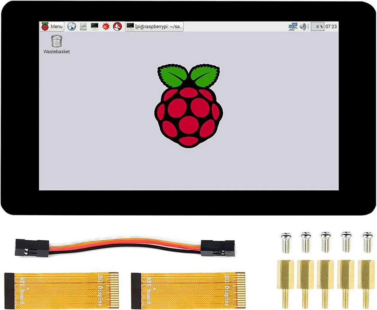 Main image of waveshare 7inch DSI LCD 1024×600 Touch Screen for Raspberry Pi 4B/3B+/3A+/Compute Module 4 (CM4)/Compute Module 3+ (CM3+) Toughened Glass IPS Display Capacitive Monitor 5-Points Touch Driver Required