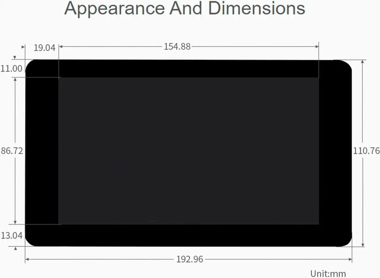 Alt view image 7 of 7 - waveshare 7inch DSI LCD 1024×600 Touch Screen for Raspberry Pi 4B/3B+/3A+/Compute Module 4 (CM4)/Compute Module 3+ (CM3+) Toughened Glass IPS Display Capacitive Monitor 5-Points Touch Driver Required