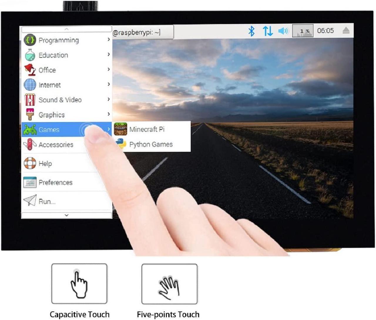 Alt view image 6 of 7 - waveshare 4.3inch HDMI LCD 800x480 IPS Capacitive Touch Screen HDMI Interface Support All Version Raspberry Pi 4B/3B+/3B/2B/Zero/Zero W/Zero WH,Jetson Nano BB Black Banana Pi Windows 10/8.1/8/7