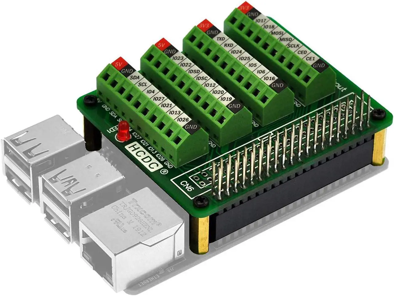 Main image of RPi GPIO Terminal Block Breakout Board HAT, for Raspberry Pi