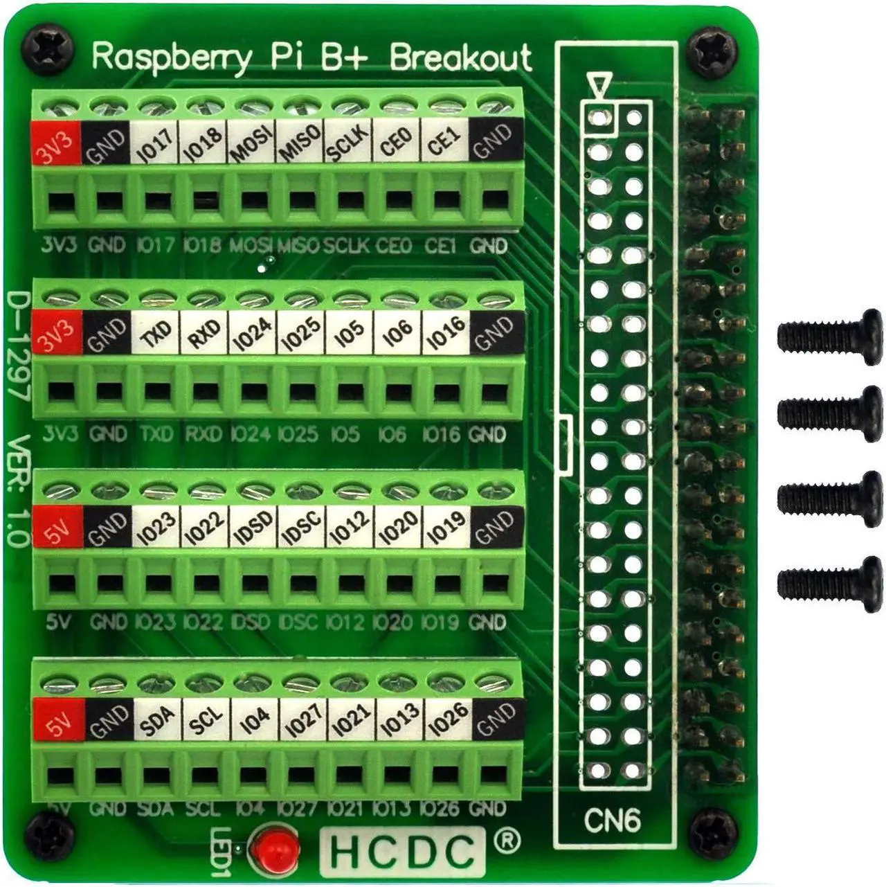 Alt view image 2 of 7 - RPi GPIO Terminal Block Breakout Board HAT, for Raspberry Pi