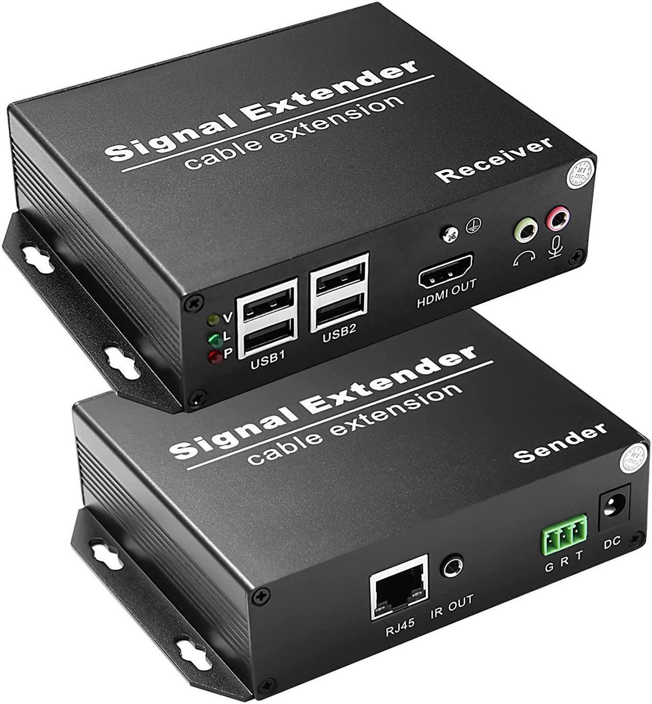 Main image of 4K HDMI KVM USB Extender Over Cat5e/6/7 up to 120M(394ft), KVM Extender Over IP Zero Latency Support All System, Plug & Play, 4 Ports USB2.0