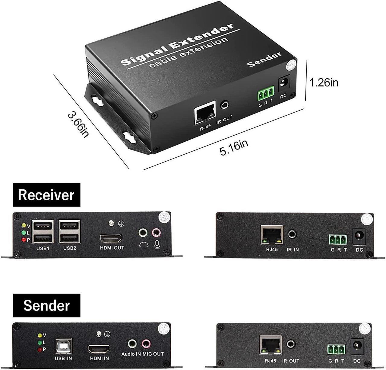 Alt view image 3 of 7 - 4K HDMI KVM USB Extender Over Cat5e/6/7 up to 120M(394ft), KVM Extender Over IP Zero Latency Support All System, Plug & Play, 4 Ports USB2.0