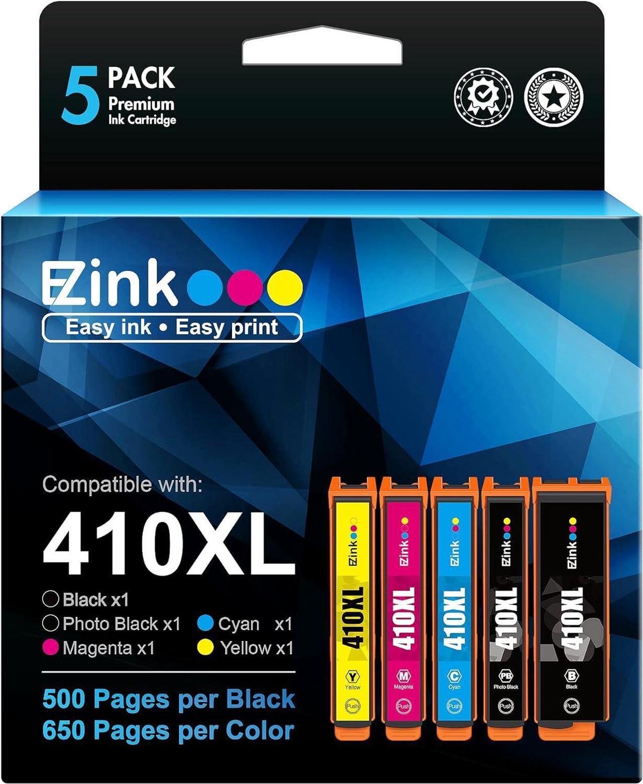 E-Z Ink (TM) Remanufactured Ink Cartridge Replacement for Epson 410XL 410 XL T410XL to use with Expression XP-640 XP-830 XP-7100 XP-530 XP-630 XP-635 (Black, Cyan, Magenta, Yellow, Photo Black) 5 Pack