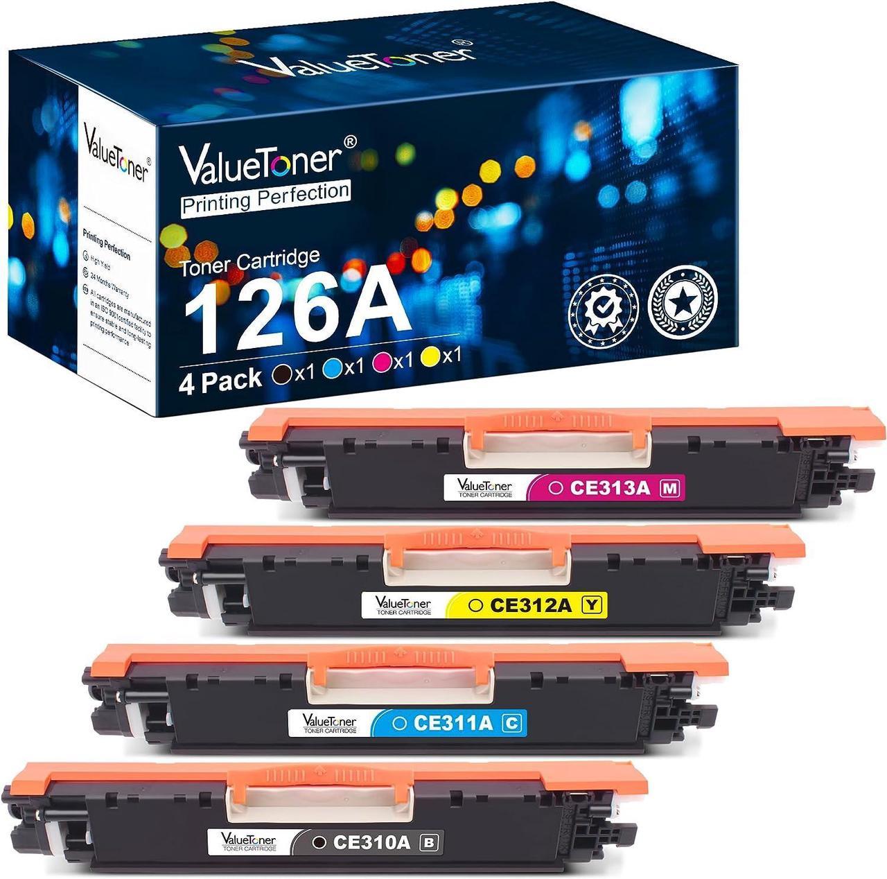 Valuetoner Remanufactured Toner Cartridge Replacement for HP 126A CE310A CE311A CE312A CE313A for Color Pro MFP M175 M275 CP1025nw Laser Printer(Black, Cyan, Magenta, Yellow, 4 Pack)