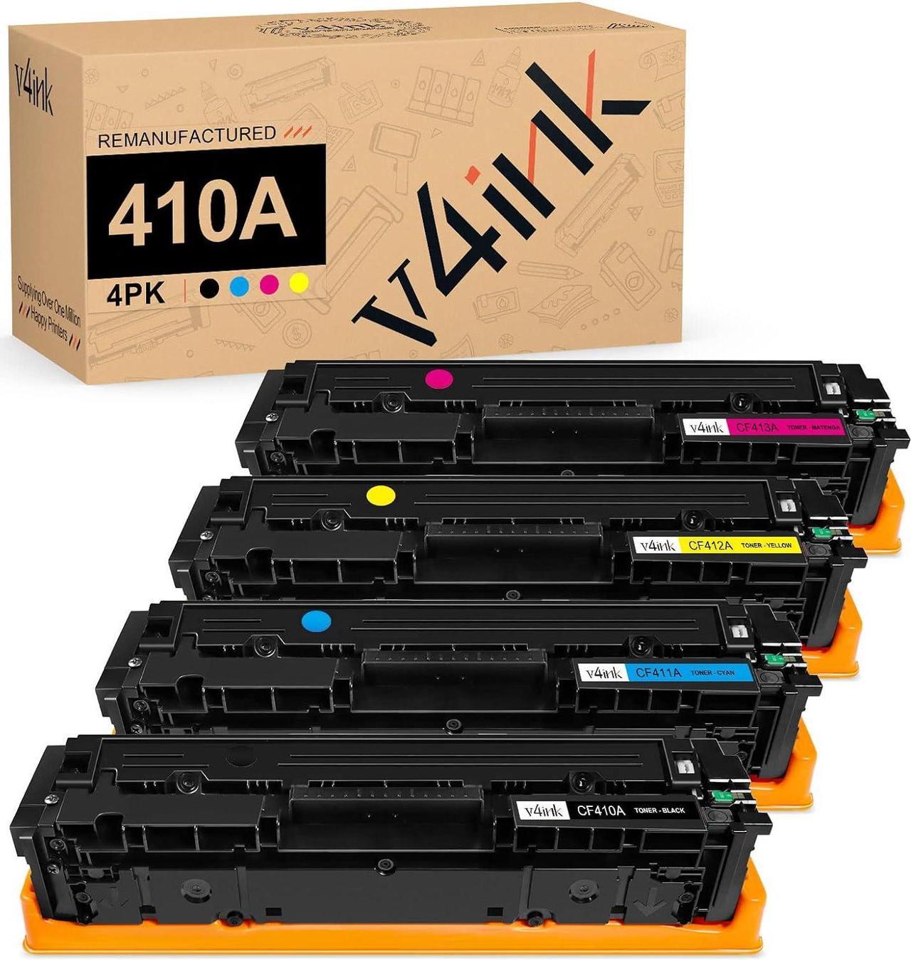 V4INK Compatible Toner Cartridge Replacement for HP 410A CF410A 410X CF410X 4 Packs,for use in HP Color Laserjet Pro MFP M477fdw M477fnw M477fdn M452dw M452dn M452nw M477 M452 M377dw Printer