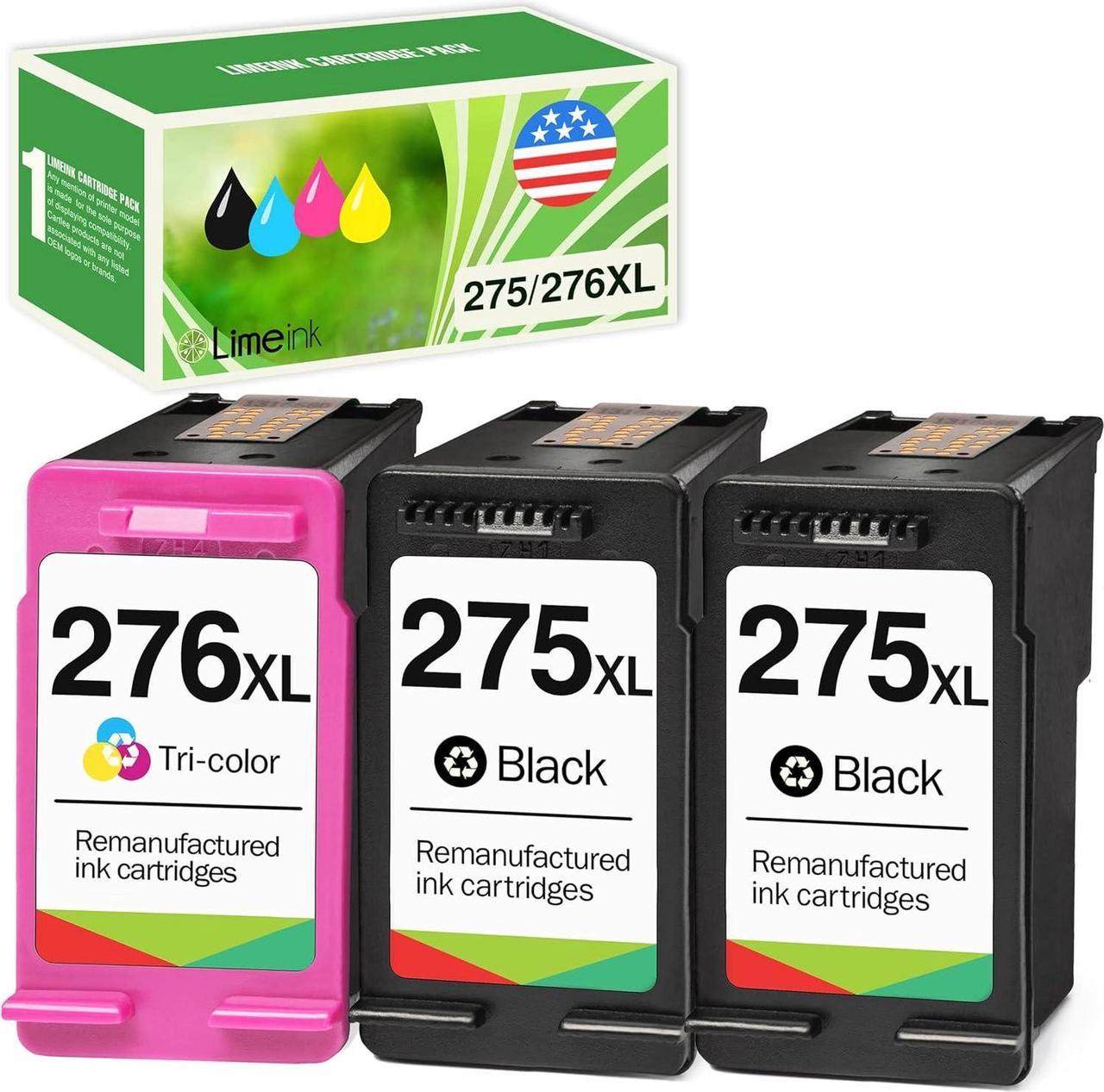 Limeink Remanufactured Ink Cartridges Replacement for Canon 275 276 Ink Cartridges 275xl 276xl for Canon Ink 275 276 for Canon Pixma TS3522 Ink Cartridges for Canon TR4720 Ink Cartridge Printer (3 PK)