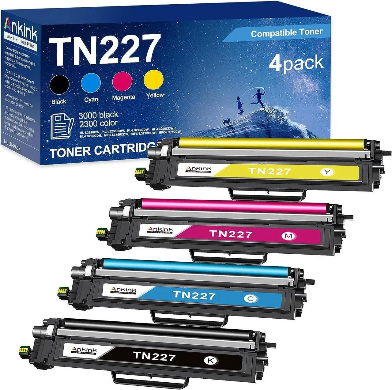 Main image of ANKINK High Yield TN-227BK/C/M/Y Toner Cartridge Replacement  TN227 TN223 TN-227 223 223BK for HL-L3210CW L3230CDW L3270CDW MFC-L3770CDW L3750CDW L3710CW (Black Cyan Magenta Yellow 4 Pack)
