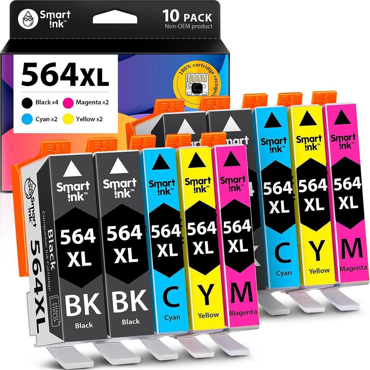 Smart Ink Compatible Ink Cartridges  564 XL 564XL High Yield 10 Pack(4BK & 2C/M/Y)  3520 3521 3522 3070A 4610 4620 4622 5510 5512 5515 5520 5522 5525 6510 6515 6520 6525 B209a B210a B210e