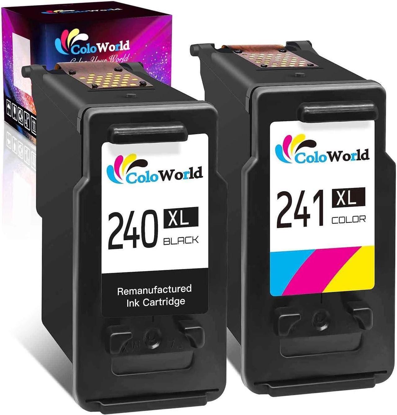 ColoWorld Remanufactured Ink Cartridge Replacement for Canon PG-240XL CL-241XL for Pixma MG3620 MG3600 MX452 MG2120 MG3520 MX472 MG3220 MX432 MG2220 MX512 MG3122 MG3222 Printer (1 Black, 1 Color)