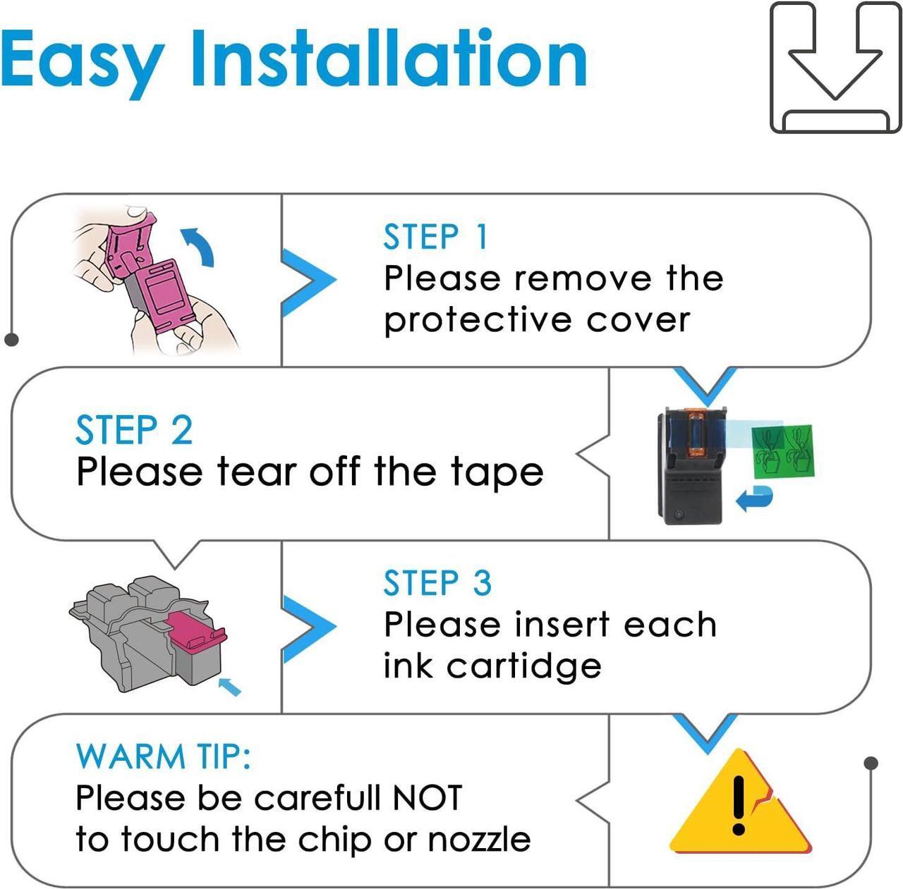 Alt view image 4 of 6 - 67XL Ink Cartridges Replacement  Deskjet 2700 4100 4155 Envy 6000 6055 6400 6455 6458 Series Printer Ink Cartridges  Ink 67 XL 67XL Black and Color Combo Pack 2-Pack