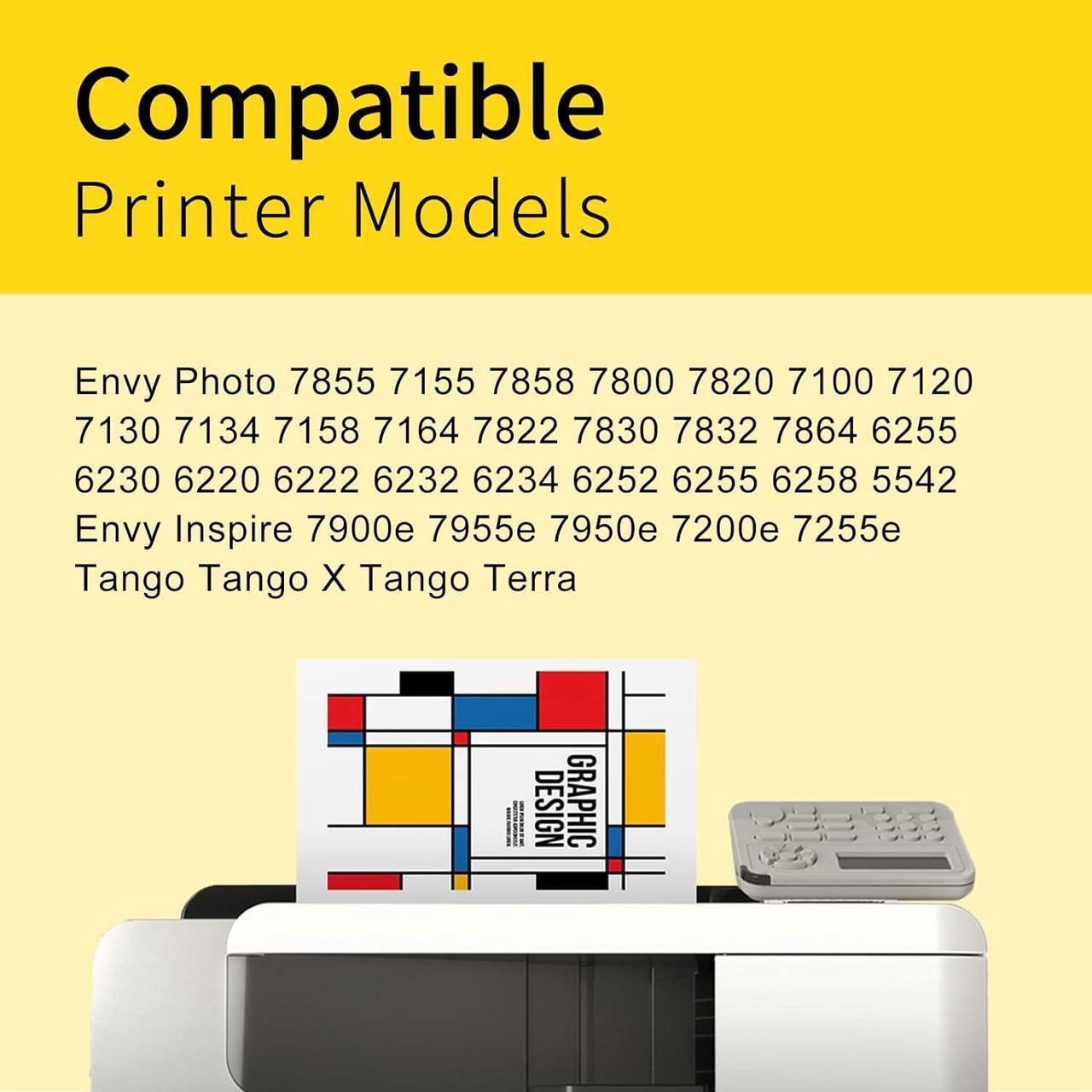 Alt view image 2 of 7 - 64XL Ink Cartridges Combo Pack Replacement  64 XL 64XL Ink Work  Envy Photo 7855 7155 7858 7800 6255; Envy Inspire 7950e Tango Series HP64 HP64XL Printer (1 Black, 1 Tri-Color)