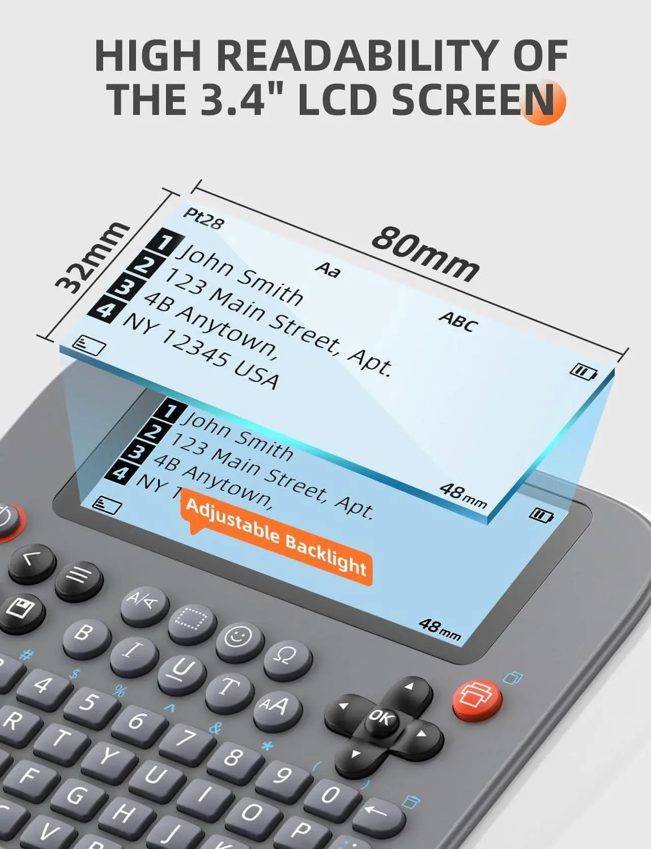 Alt view image 3 of 7 - Makeid E1 Label Maker - Bluetooth Compatible Thermal Printer - QWERTY Keyboard Portable Label Maker, 3.4" Large LCD Screen - Prints 9/12/16mm Waterproof Label Tapes - Includes 13.3' Tape, USB Cable