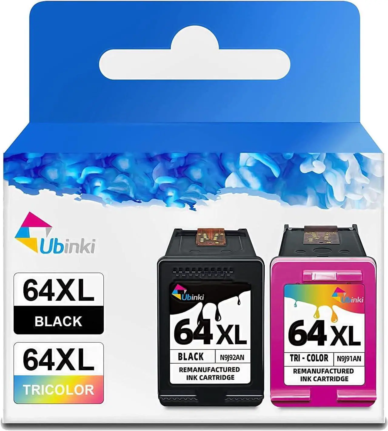 Main image of Ubinki 64XL Ink Cartridge Black Color Combo Pack Replacement  Ink 64 XL HP64 HP64XL Applicable for Envy 7855 7155 7858 7800 7955e 7958e 6200 6255 7830 7864 7120 Tango Ink X Printers(2-Pack)